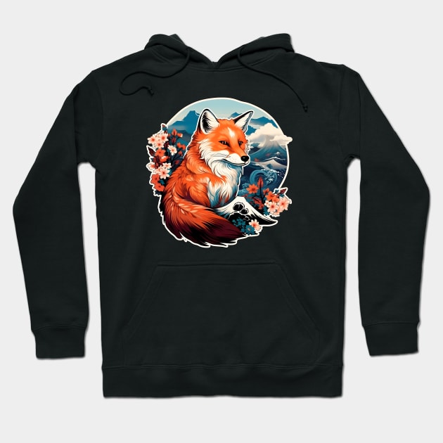 Ukiyo-e Japan fox Hoodie by beangeerie